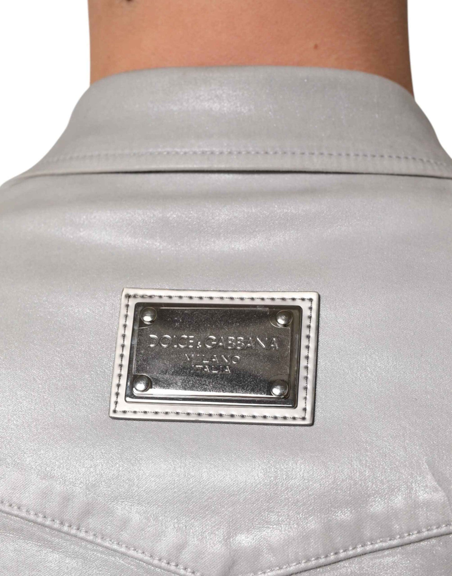 Metallic Gray Cotton Button Down Men Shirt