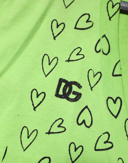 Green V-Neck DG Logo Heart Print T-shirt