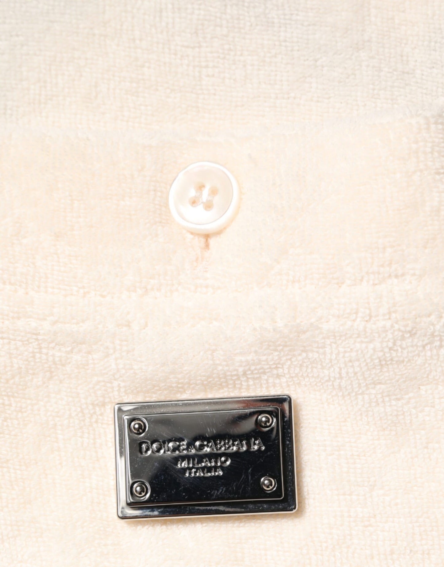 Ivory Cotton Terry Logo Pocket Polo T-shirt