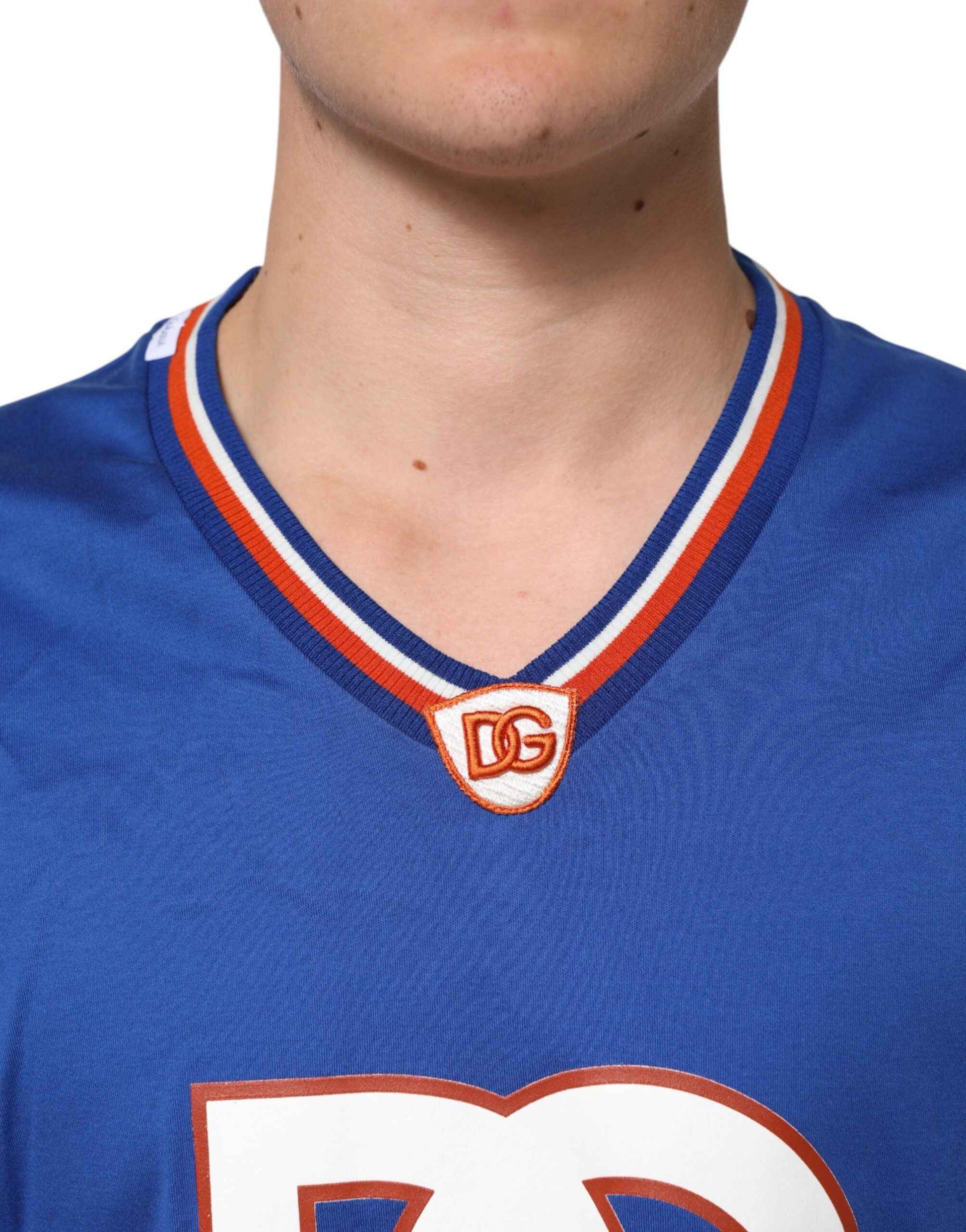 Blue Cotton DG Logo Mesh Jersey T-shirt