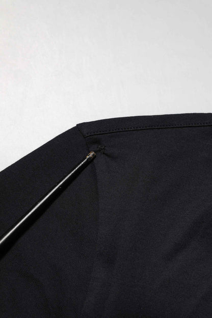 Black Cotton Plain V-Neck Men Shirt T-shirt