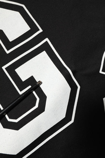 Black Cotton Letter Print Short Sleeve T-shirt