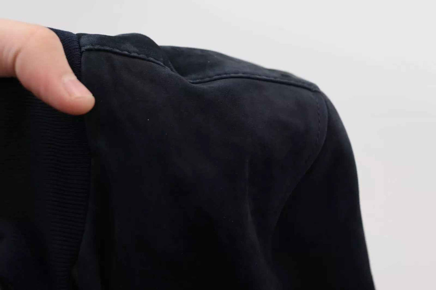 Dark Blue Suede Lambskin Blouson Jacket