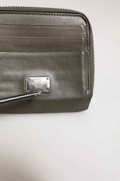 Military Green Leather Logo Plaque Card Holder Coin Purse Wallet