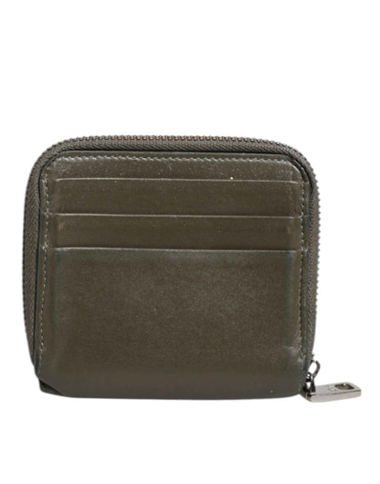 Military Green Leather Logo Plaque Card Holder Coin Purse Wallet
