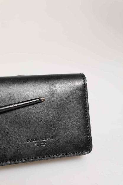 Black Leather Bifold Card Holder Mens Coin Purse Key Clip Wallet