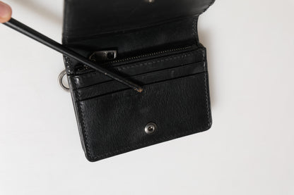 Black Leather Bifold Card Holder Mens Coin Purse Key Clip Wallet