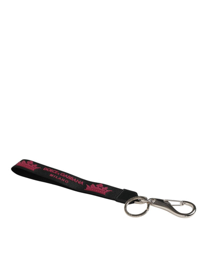 Black Burgundy Nylon DG Logo Crown Holder Keychain Keyring