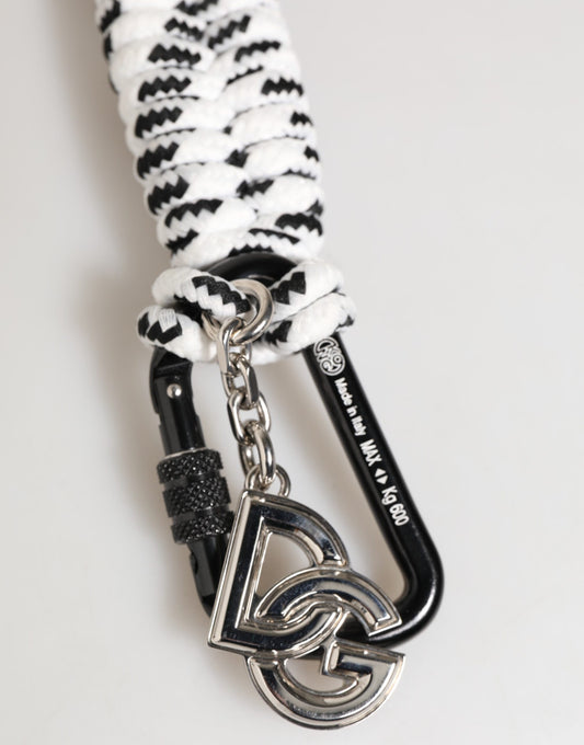 Black White Polyester Tape String DG Logo Keychain Keyring