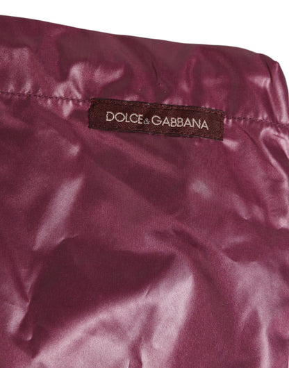 Burgundy Polyester Logo Embossed Crest Swimwear