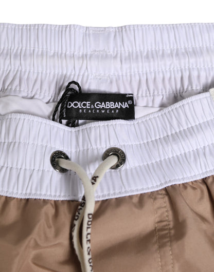 Brown White Polyester Re-Edition Shorts Swimwear