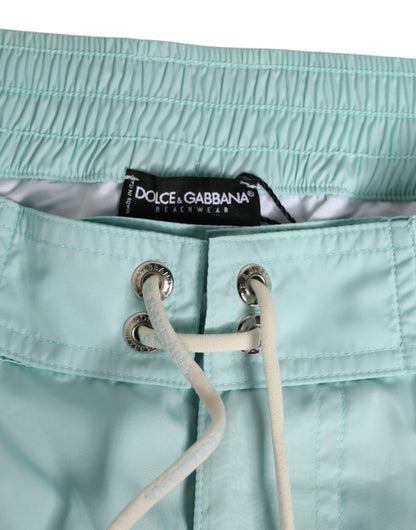 Aqua Blue Polyester Beachwear Men Shorts Swimwear