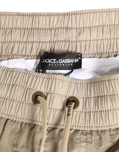 Beige Nylon Beachwear Men Boxer Short Swimwear