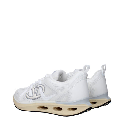 White Fabric Athletic Sneakers