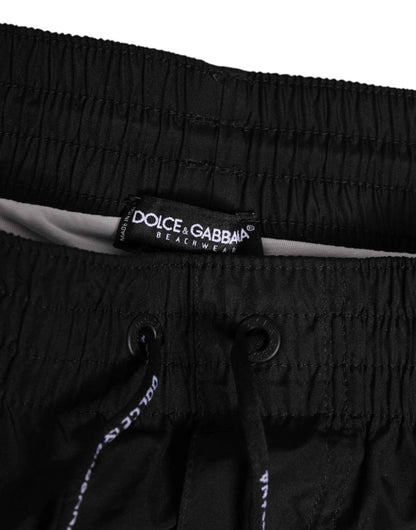 Black White Striped DG Logo Men Short  Swimwear