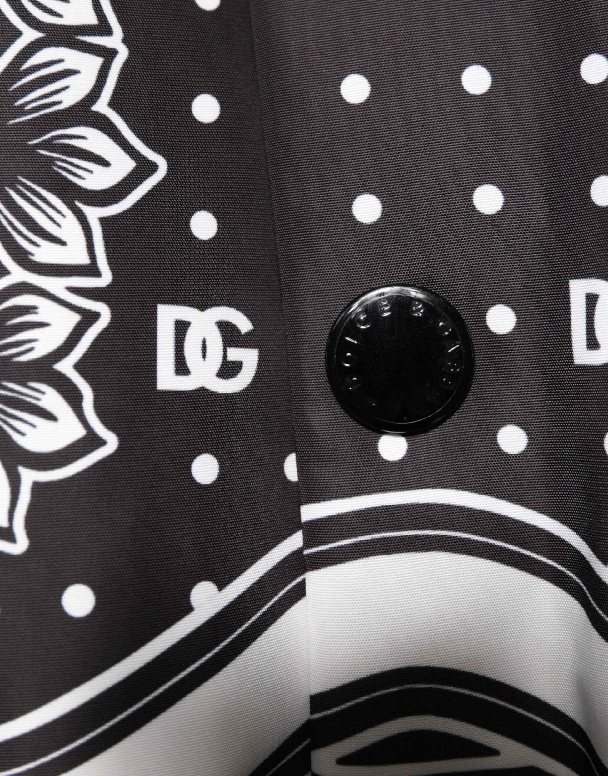 Black White Bandana Print Bomber Jacket