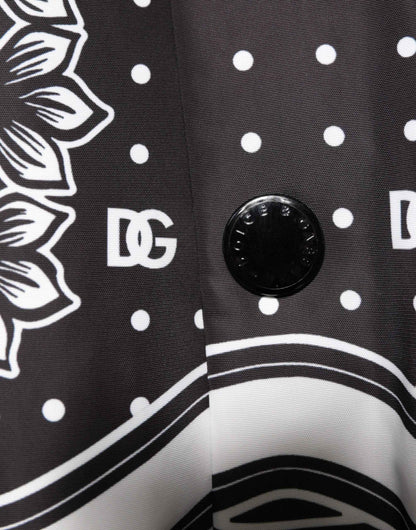 Black White Bandana Print Bomber Jacket