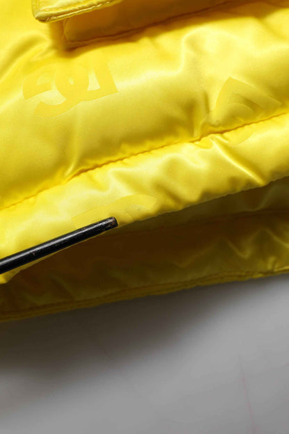 Yellow Nylon Logo Puffer Bomber Men Jacket