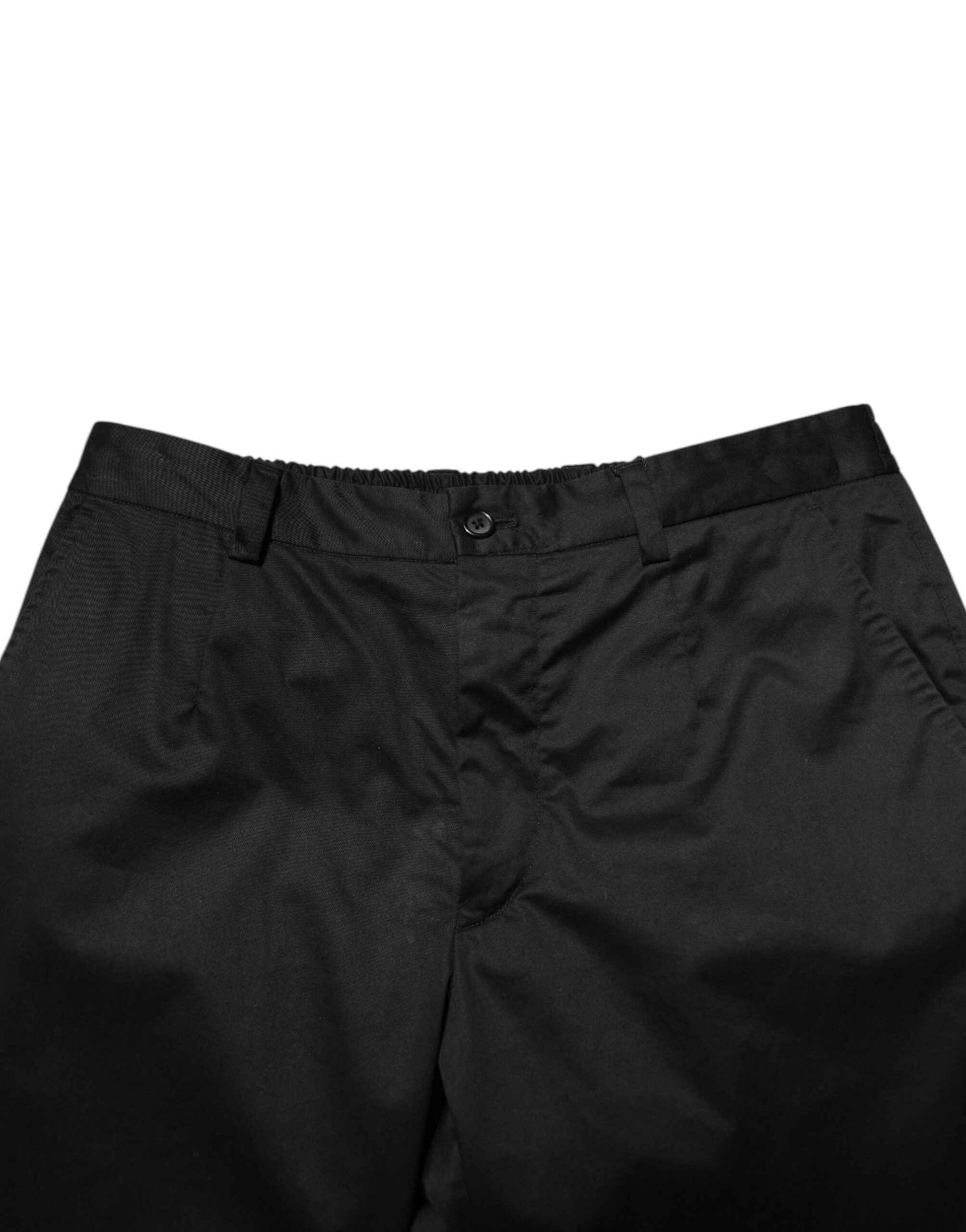 Black Cotton Tapered Men Formal Trousers Pants