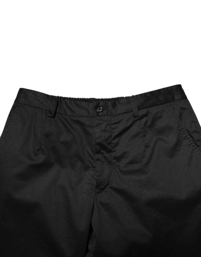 Black Cotton Tapered Men Formal Trousers Pants