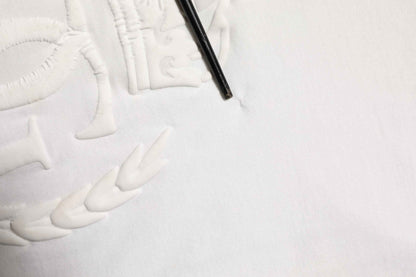 White Cotton DG Crown Embossed Men T-shirt