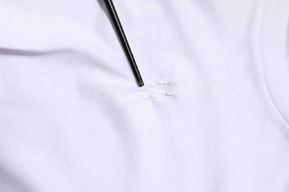 White Cotton Logo Patch Crew Neck Men T-shirt
