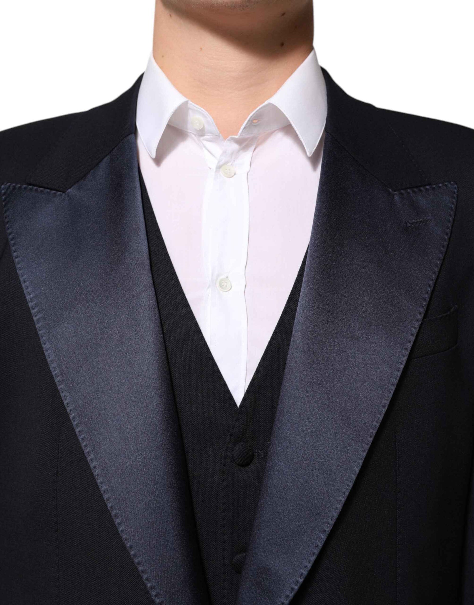 Black 3 Piece Wool Silk Blend Suit SICILIA