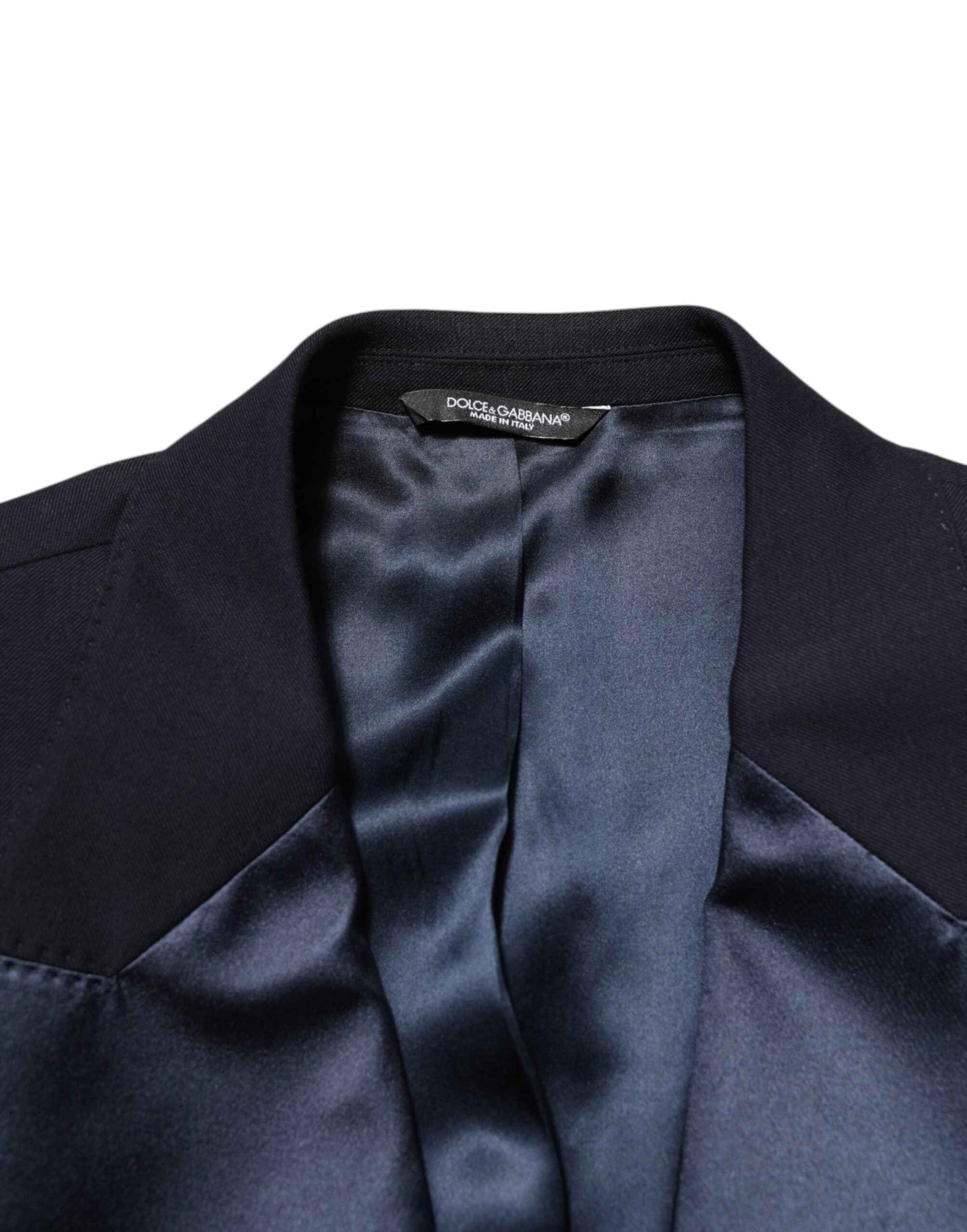 Black 3 Piece Wool Silk Blend Suit SICILIA