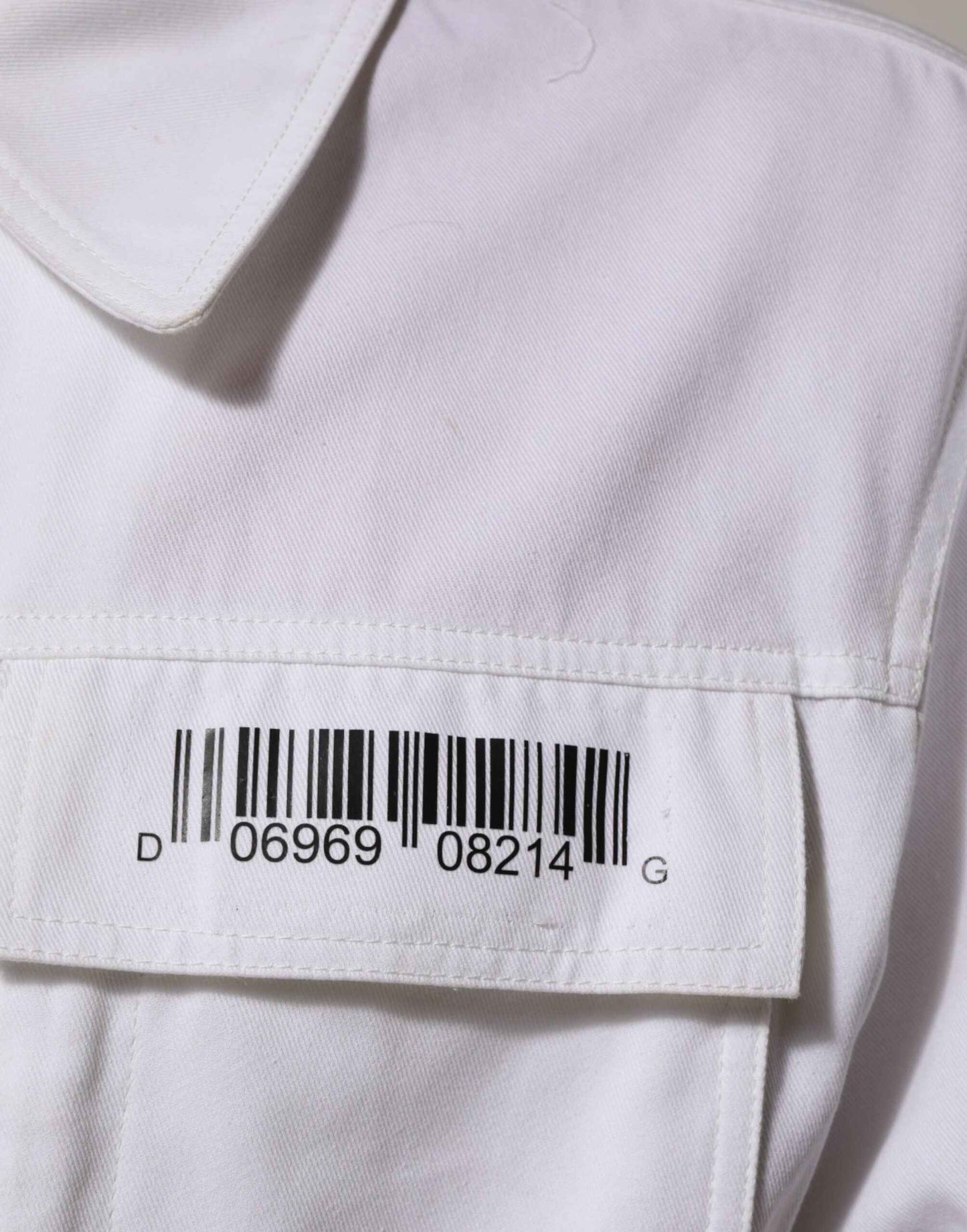 White Barcode Patch Utility Zip Jumpsuit Pants