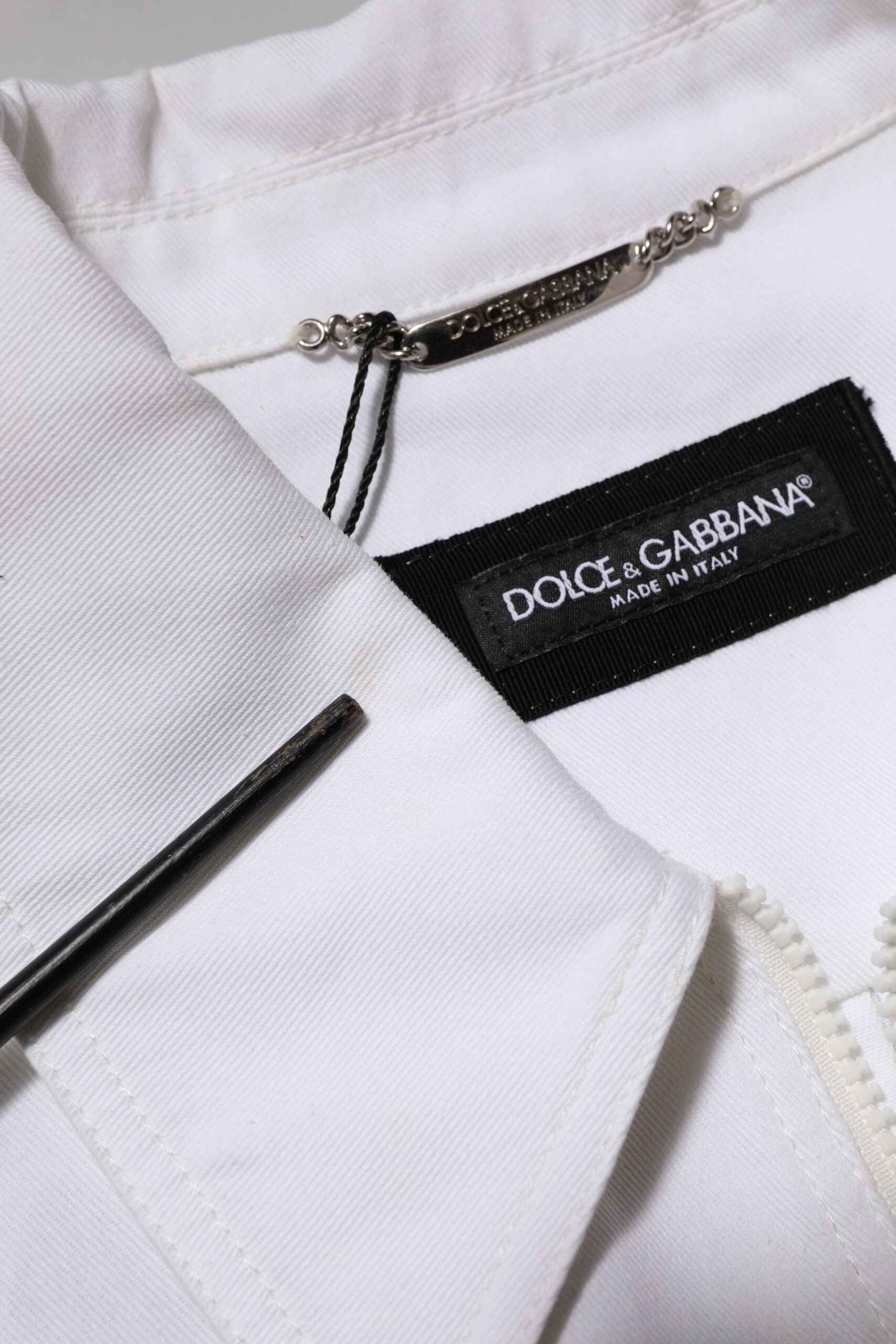 White Barcode Patch Utility Zip Jumpsuit Pants