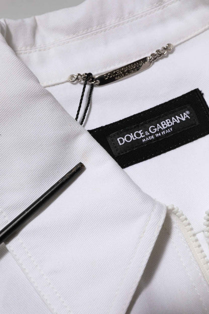 White Barcode Patch Utility Zip Jumpsuit Pants
