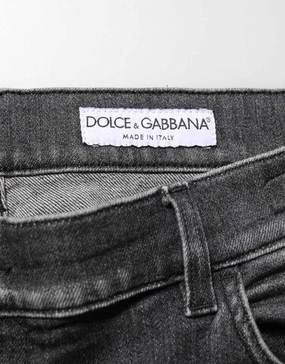 Black Gray Wash Slim Fit Straight Leg Denim Jeans