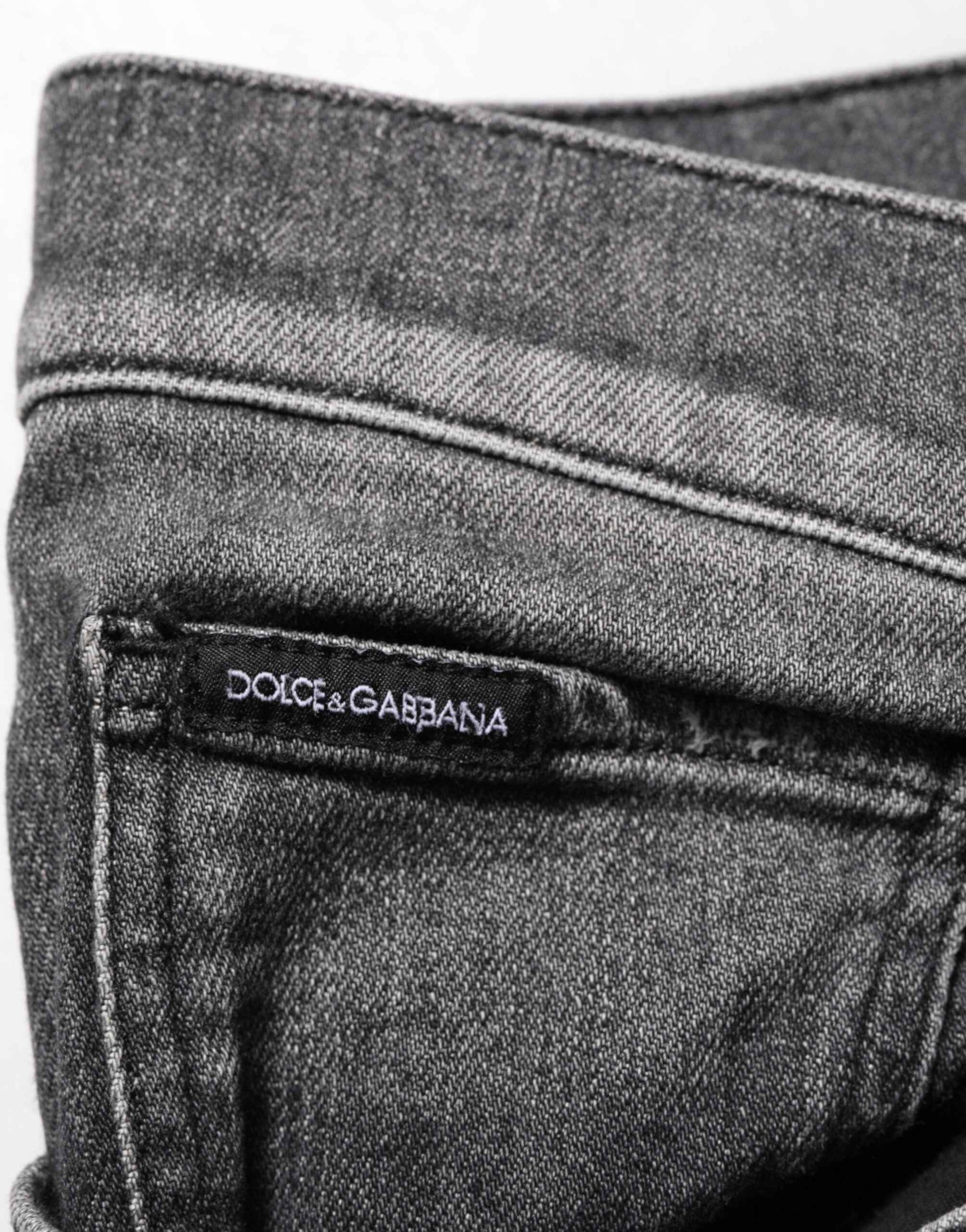 Black Gray Wash Slim Fit Straight Leg Denim Jeans