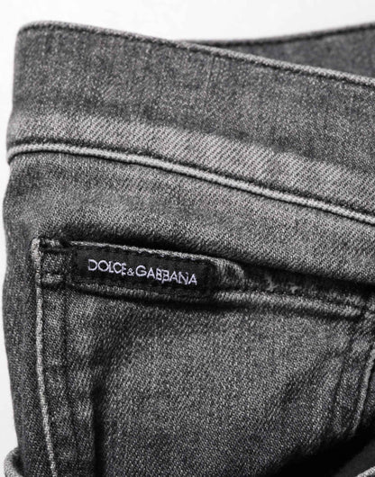 Black Gray Wash Slim Fit Straight Leg Denim Jeans