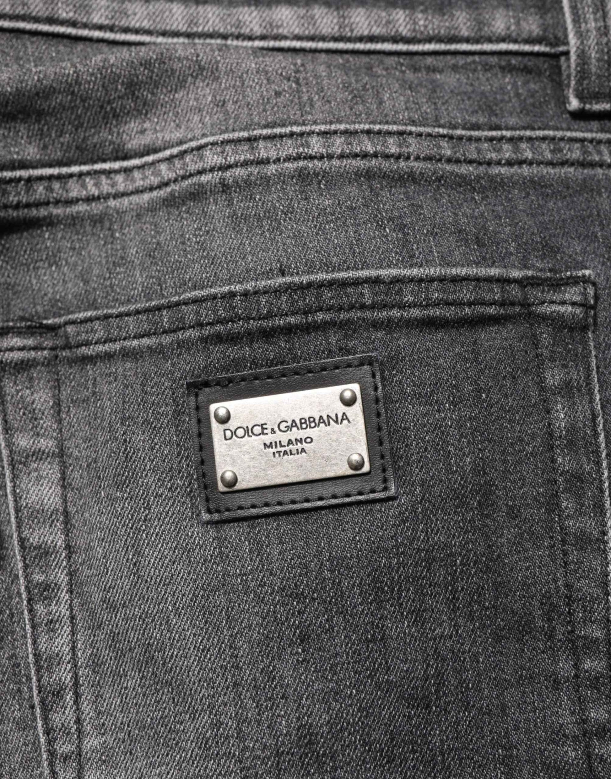 Black Gray Wash Slim Fit Straight Leg Denim Jeans