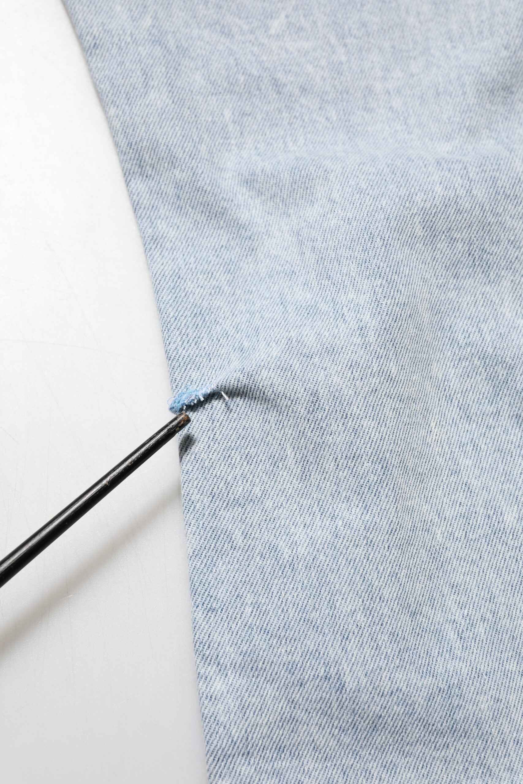 Light Blue Distressed Slim Fit Ripped Denim Jeans