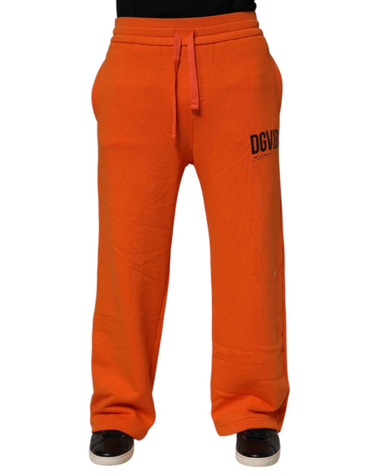 Orange Cotton DG VIB3 Logo Drawstring Sweatpants Pants