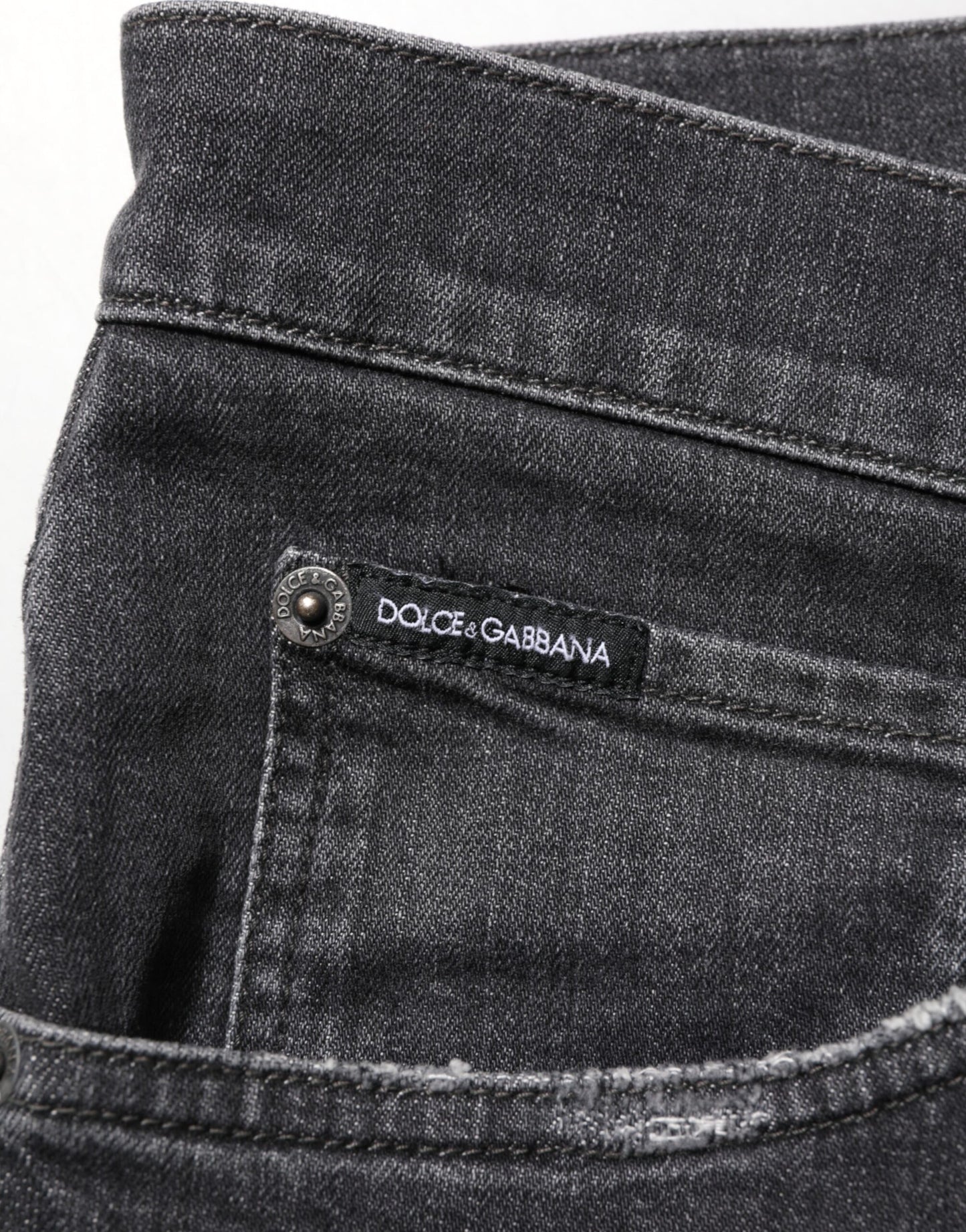 Black Cotton Slim Fit Distressed Ripped Logo Jeans