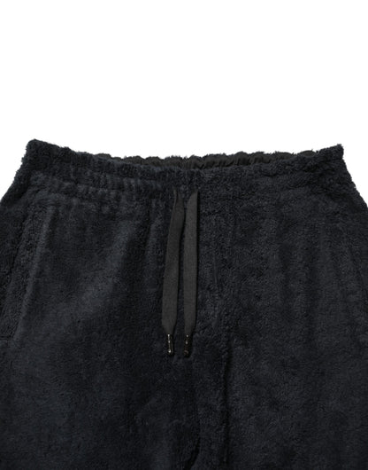 Black Cotton Logo Men Jogger Sweatpants Pants