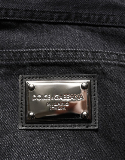 Black Washed Cotton Skinny Men Denim Jeans