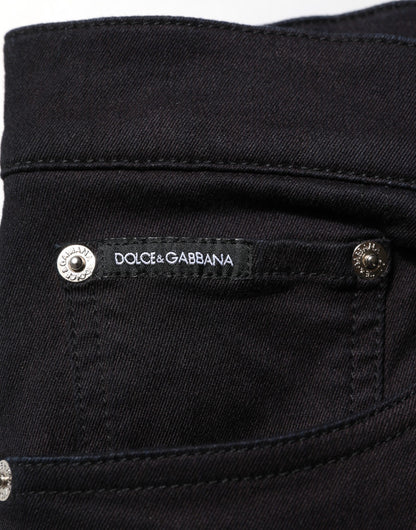 Black Cotton Blend Skinny Men Trouser Pants