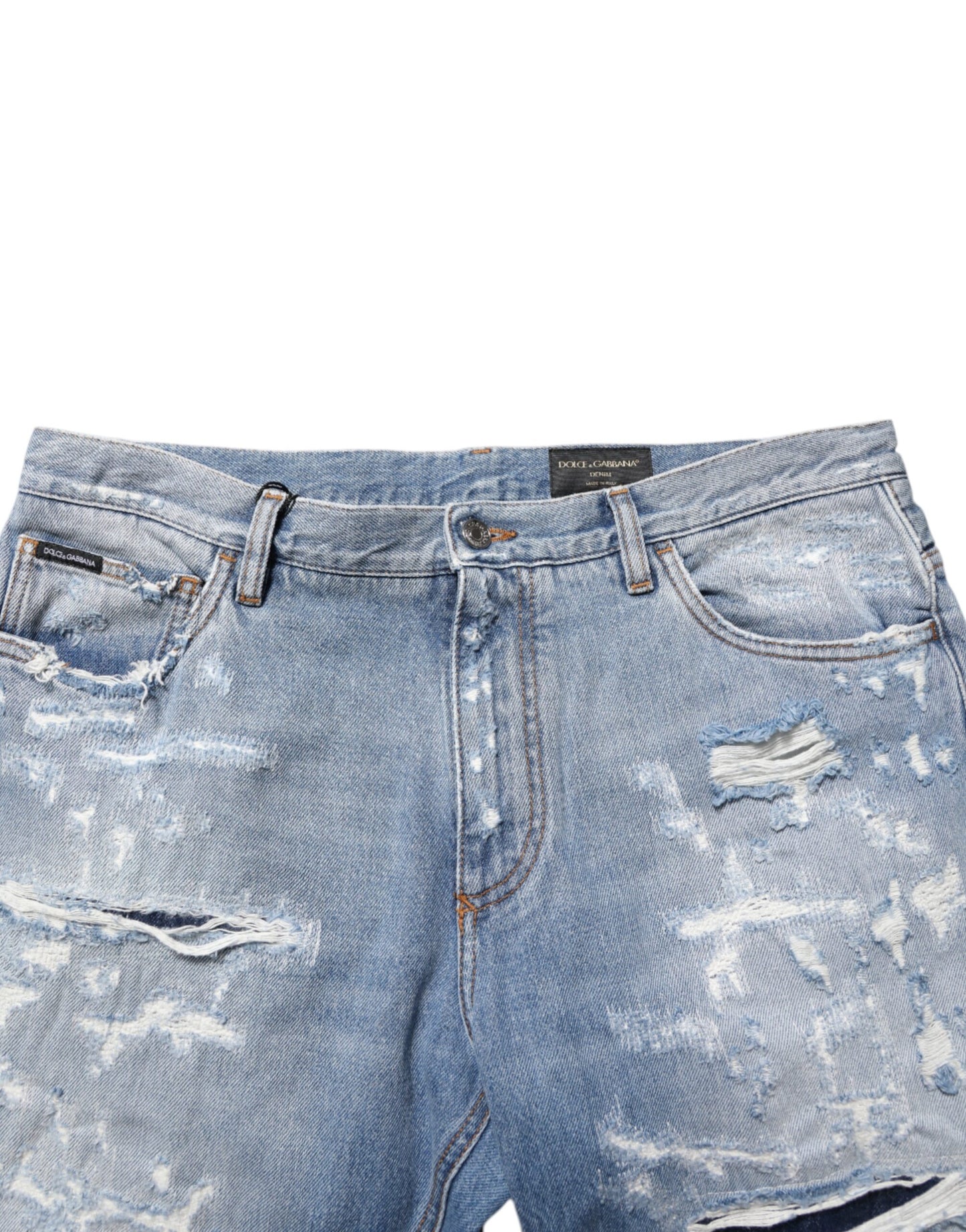 Blue Distressed Ripped Denim Pants Jeans