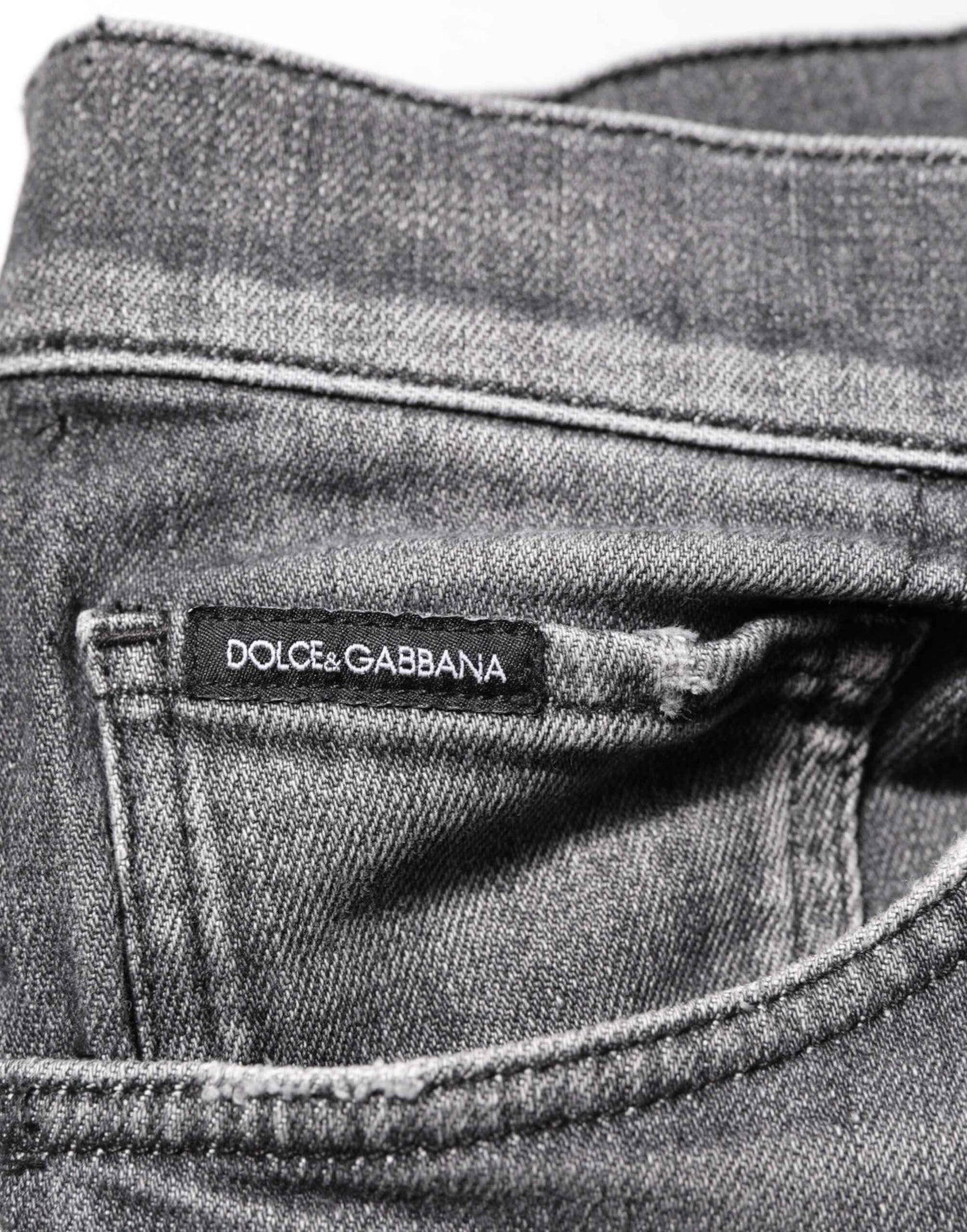 Grey Cotton Denim Slim Fit Distressed Pants Jeans