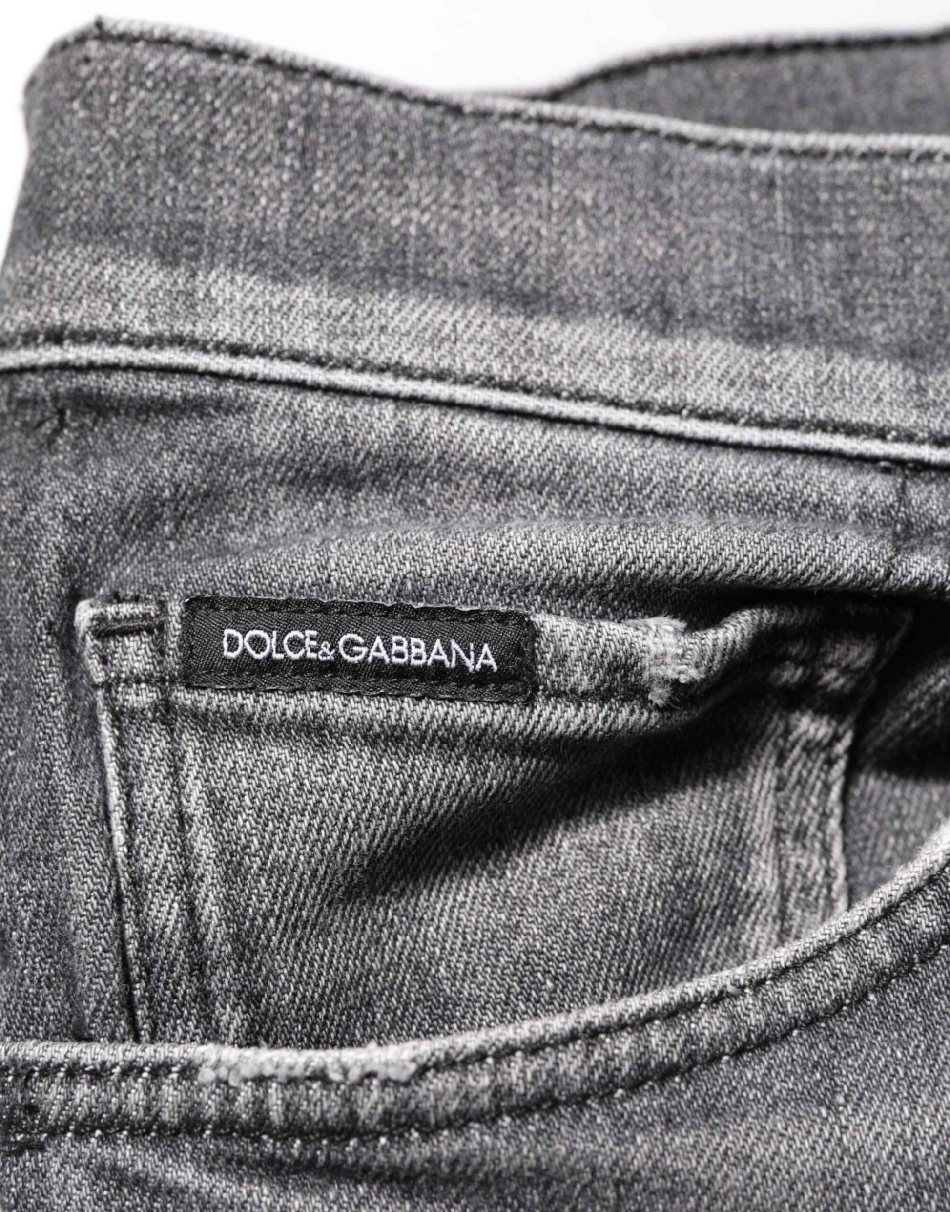 Grey Cotton Denim Slim Fit Distressed Pants Jeans