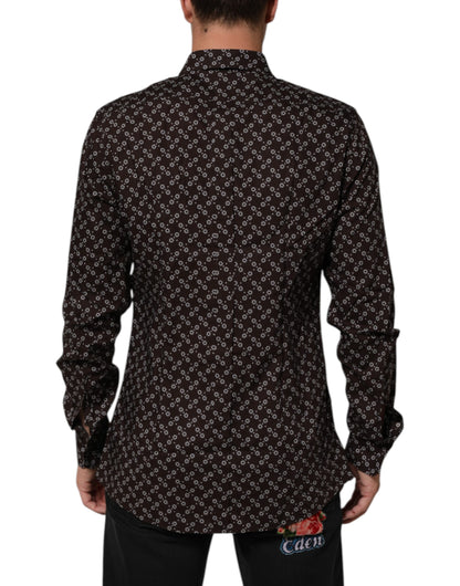 BrownFloral Collared GOLD Formal Dress Shirt