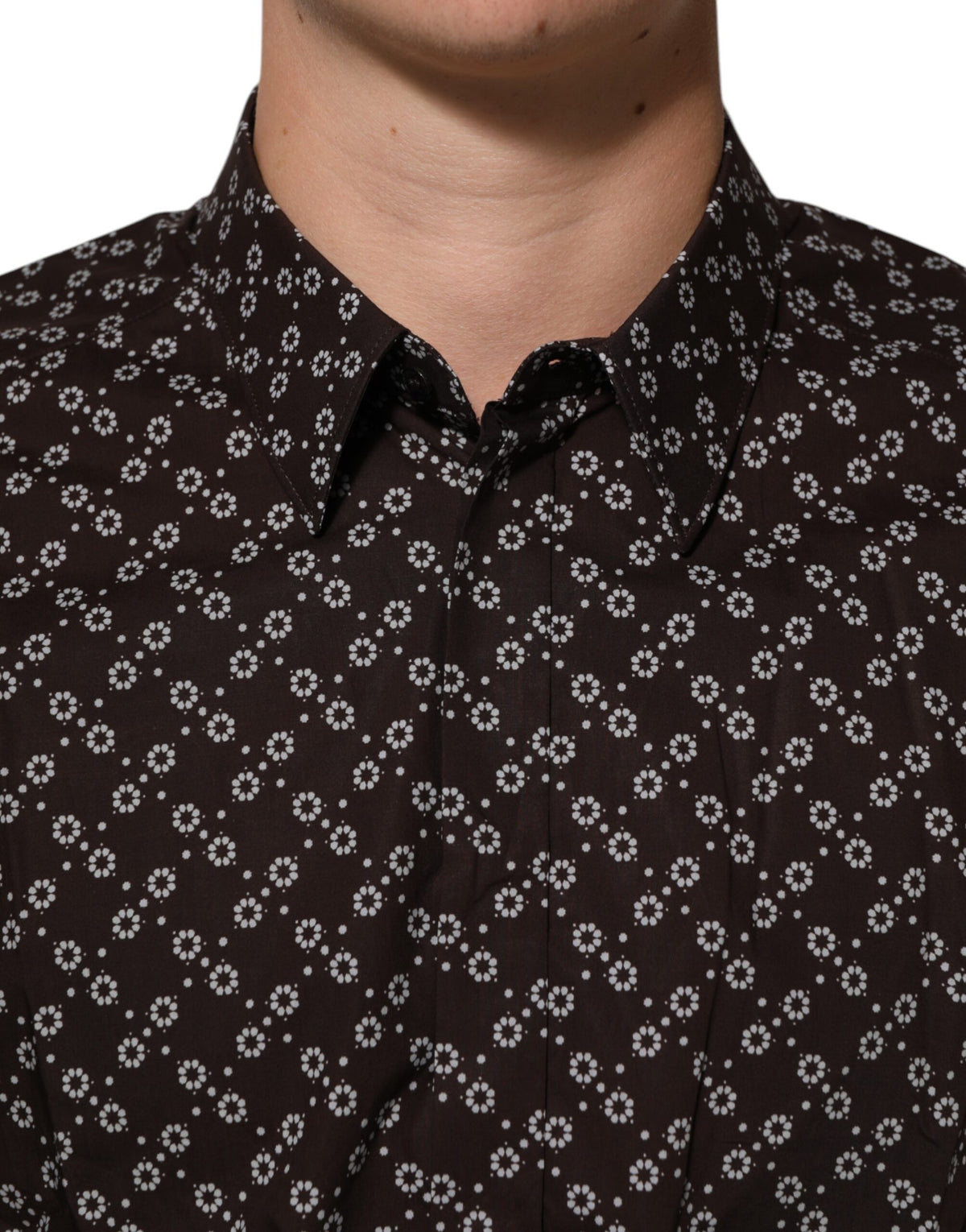 BrownFloral Collared GOLD Formal Dress Shirt