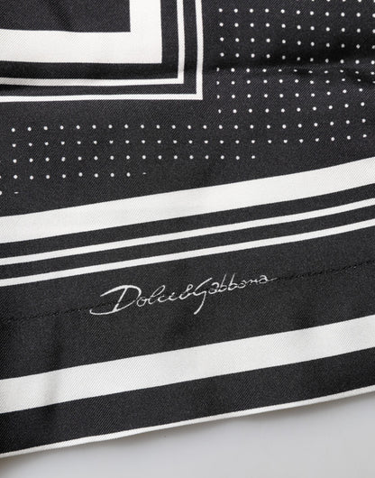 Black White StripeDot Print Casual Polo Shirt