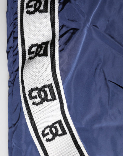 Blue Nylon Straight Jogger Sweatpants Pants