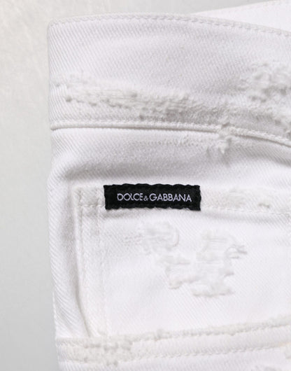 White Distressed Ripped Denim Trouser Jeans