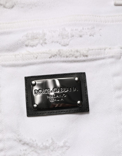 White Distressed Ripped Denim Trouser Jeans